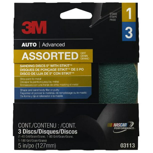3M 03113 5 Adhesive Backed Sanding Disc with Assorted Pack of 1 